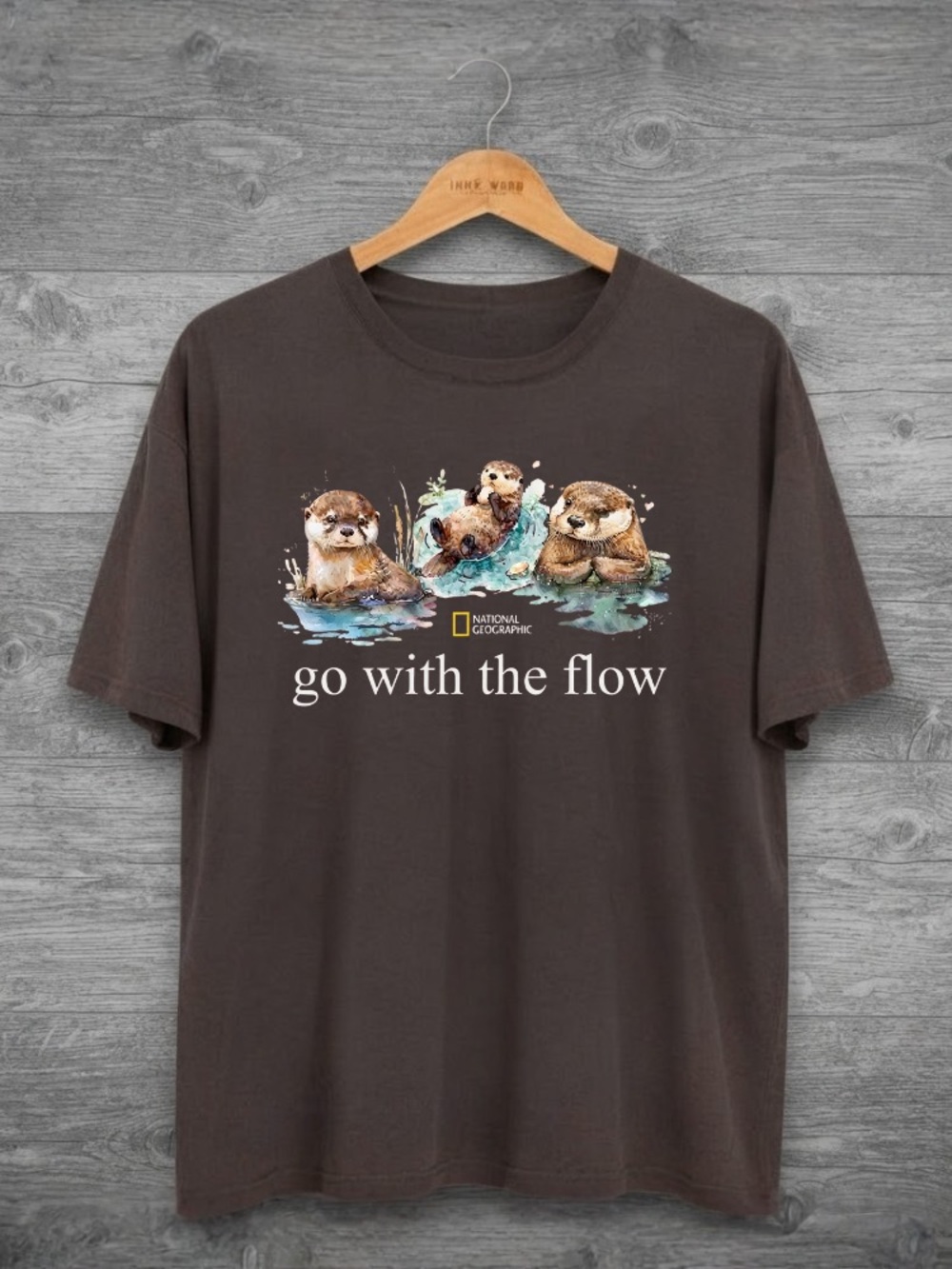 “Go With The Flow” Otter T-Shirt | Wildlife | Soft Whimsical | Animal Lover